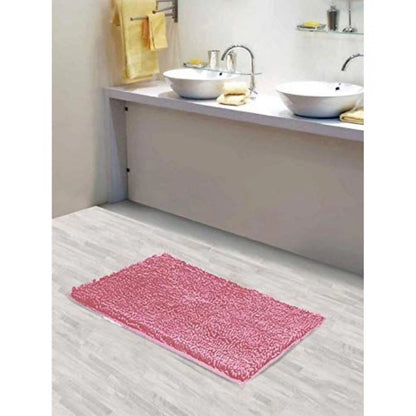 Roneclick Solid Polyester Bathmat (Pink)