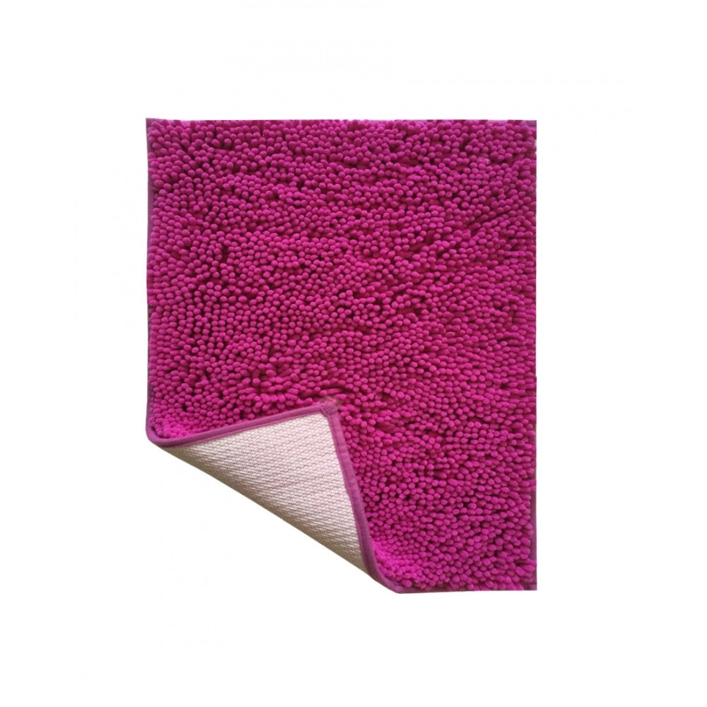 Roneclick Solid Polyester Bathmat (Pink)