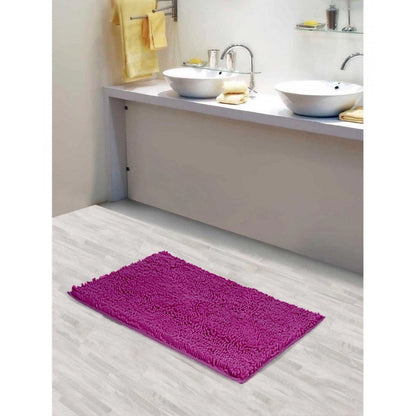 Roneclick Solid Polyester Bathmat (Pink)