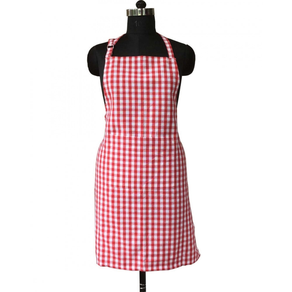 Roneclick Checked Cotton Aprons (Pink)