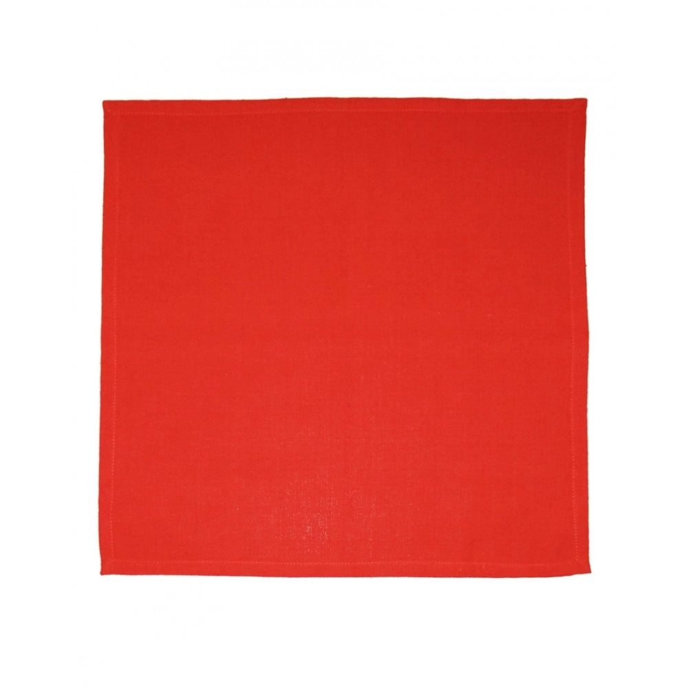 Roneclick Solid Cotton Place Mats and Napkin Sets (Red)