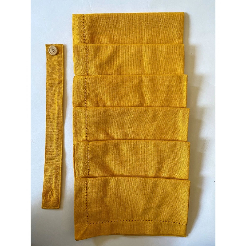 Roneclick Solid Cotton Napkins Sets (Yellow)