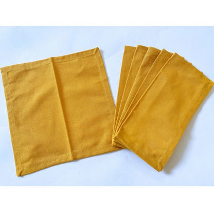 Roneclick Solid Cotton Napkins Sets (Yellow)