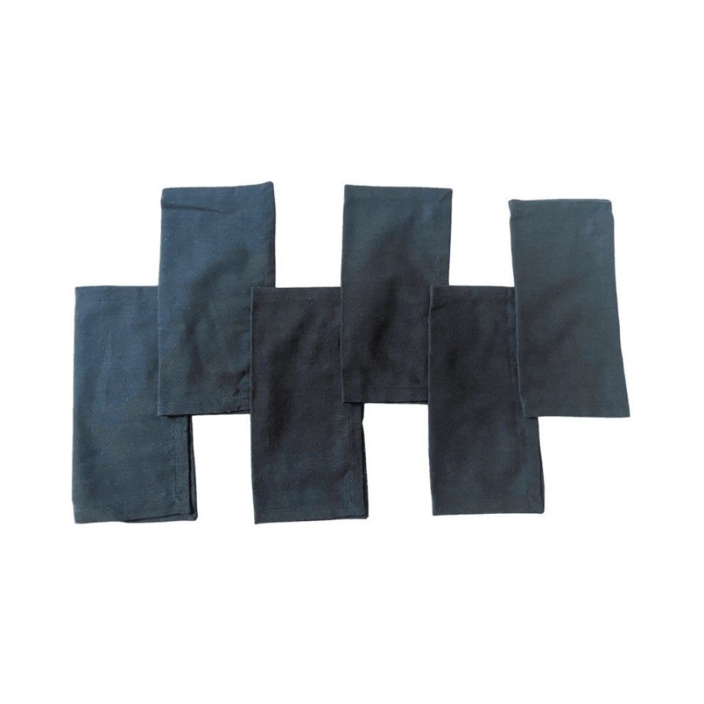 Roneclick Solid Cotton Napkins Sets (Black)