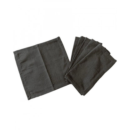 Roneclick Solid Cotton Napkins Sets (Grey)