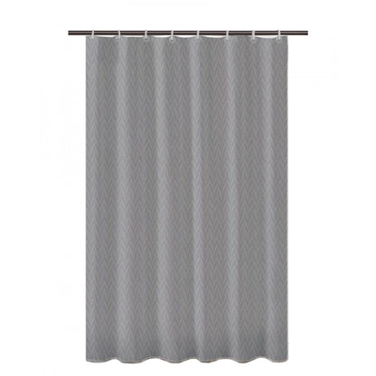 Roneclick Waves Polyester Plain Shower Curtains with Plastic Eyelets (Dark Grey)