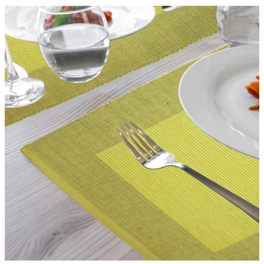 Roneclick Ribbed Cotton Place Mats Sets (Green)