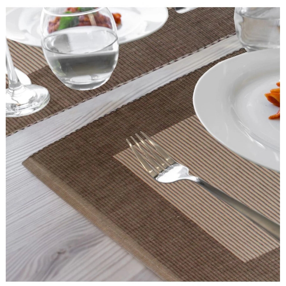 Roneclick Ribbed Cotton Place Mats Sets (Beige)