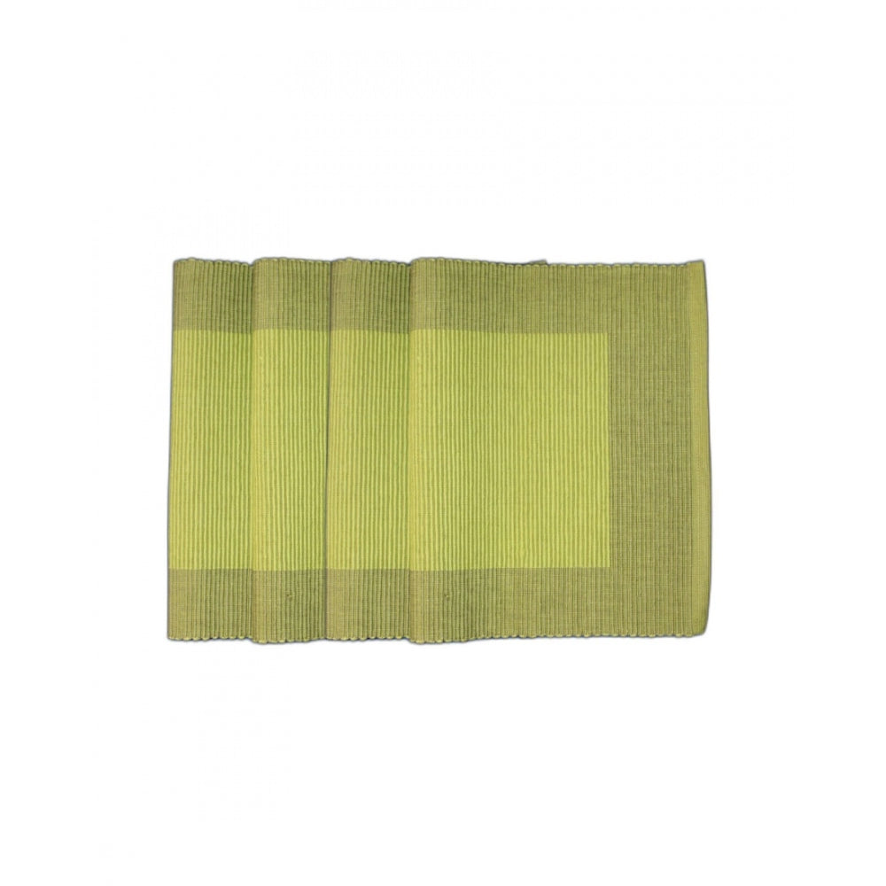 Roneclick Ribbed Cotton Place Mats Sets (Green)