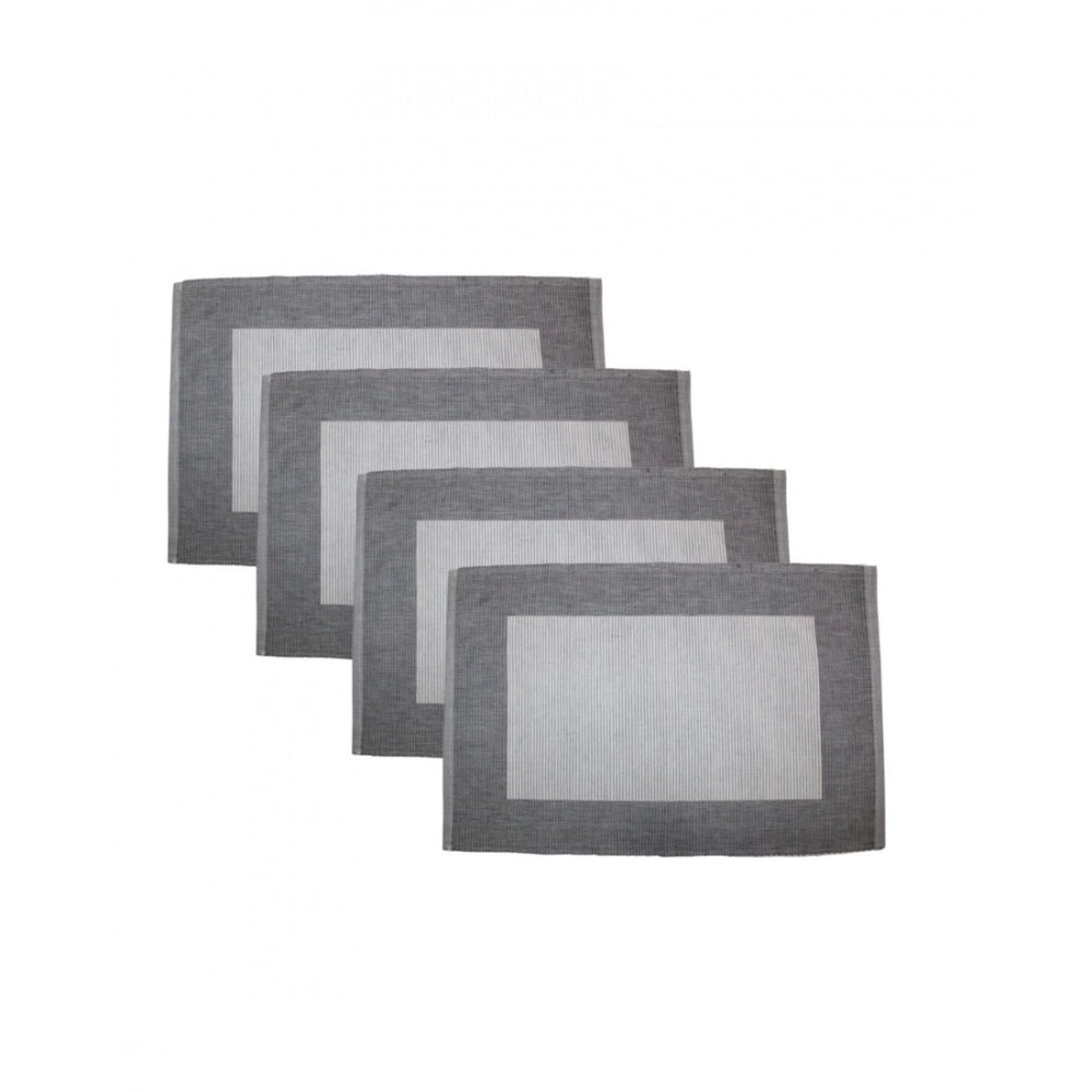 Roneclick Ribbed Cotton Place Mats Sets (Grey)