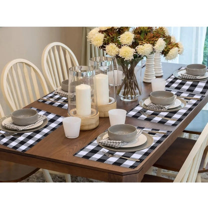 Generic Checkered Cotton Place Mats Sets (Black &amp; White)