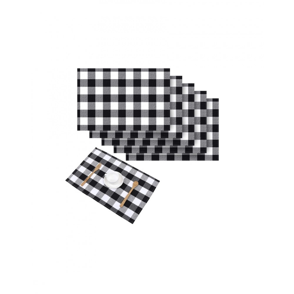 Generic Checkered Cotton Place Mats Sets (Black &amp; White)