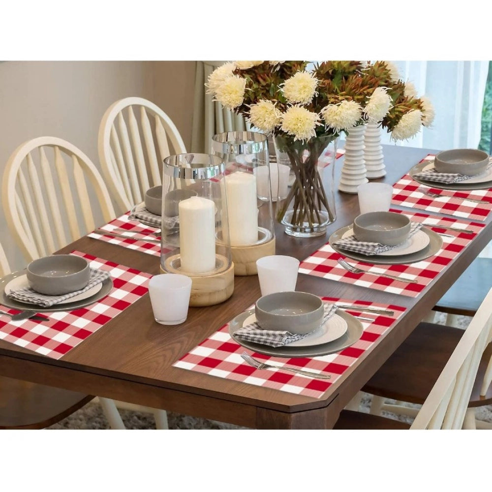 Generic Checkered Cotton Place Mats Sets (Red &amp; White)