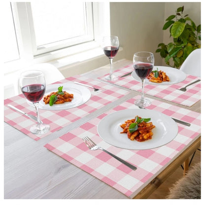 Generic Checkered Cotton Place Mats Sets (Pink)