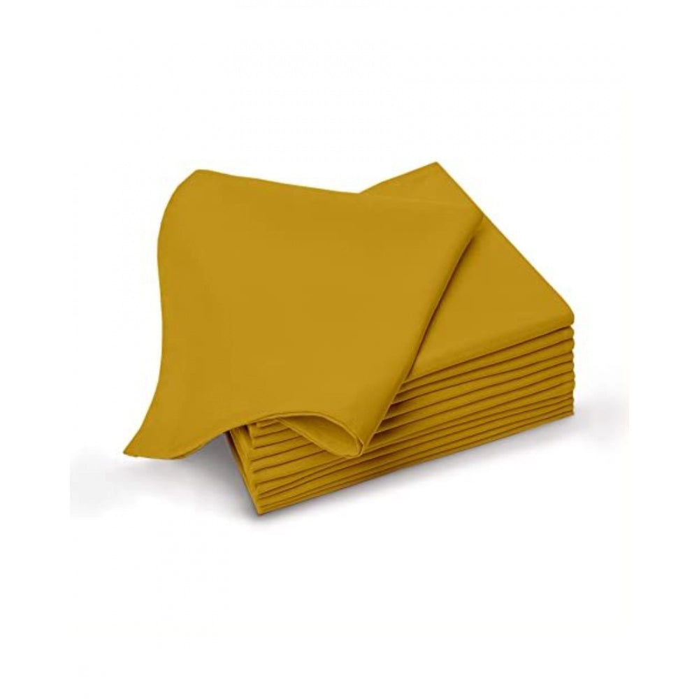 Roneclick Solid Cotton Napkins Sets (Mustard Yellow)