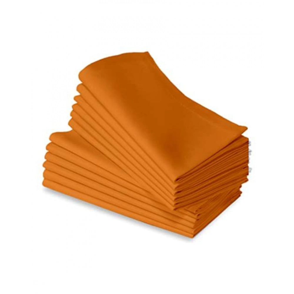 Roneclick Solid Cotton Napkins Sets (Orange)