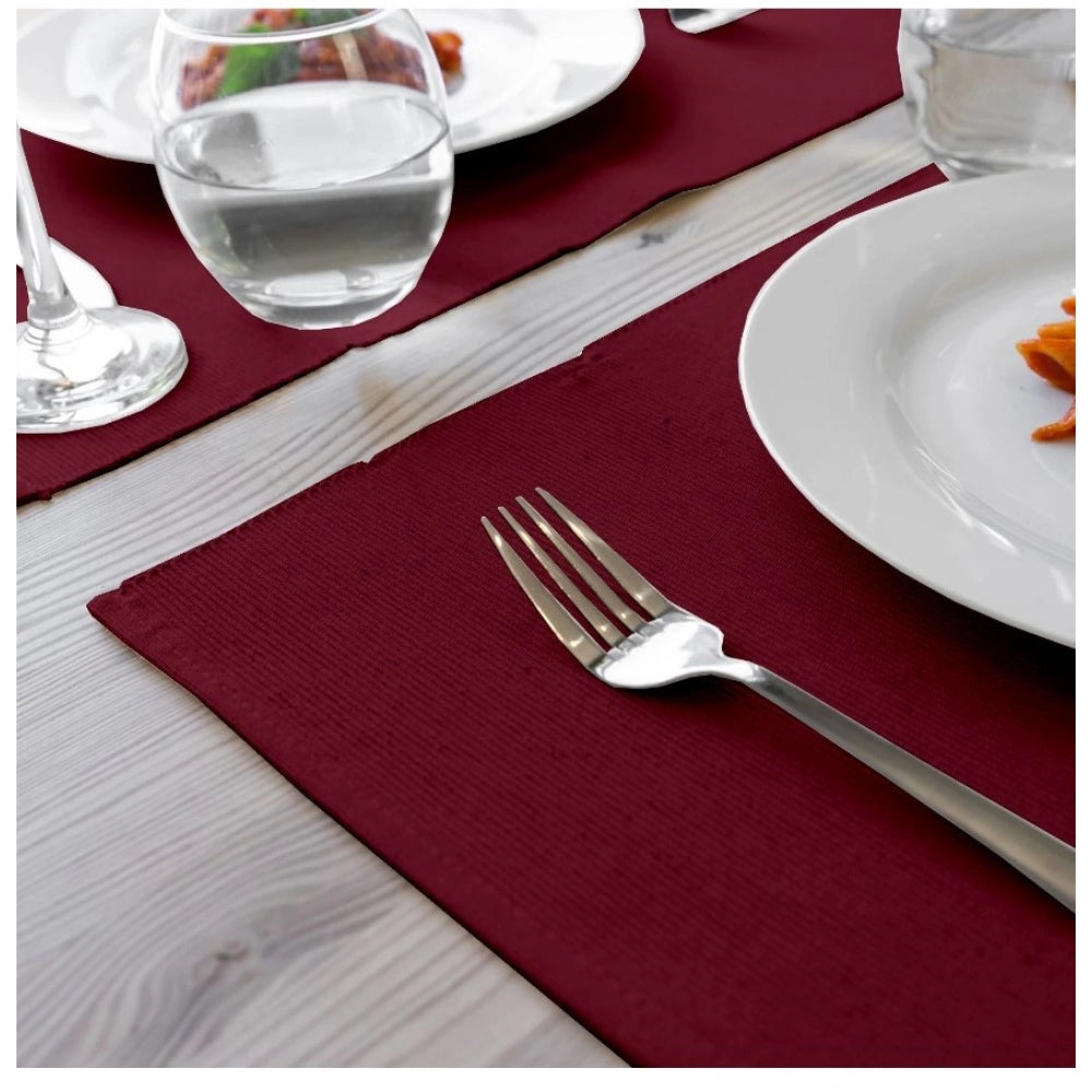 Roneclick Ribbed Cotton Place Mats Sets (Maroon)