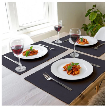 Roneclick Ribbed Cotton Place Mats Sets (Grey)