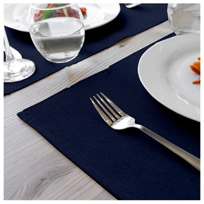 Roneclick Ribbed Cotton Place Mats Sets (Navy Blue)