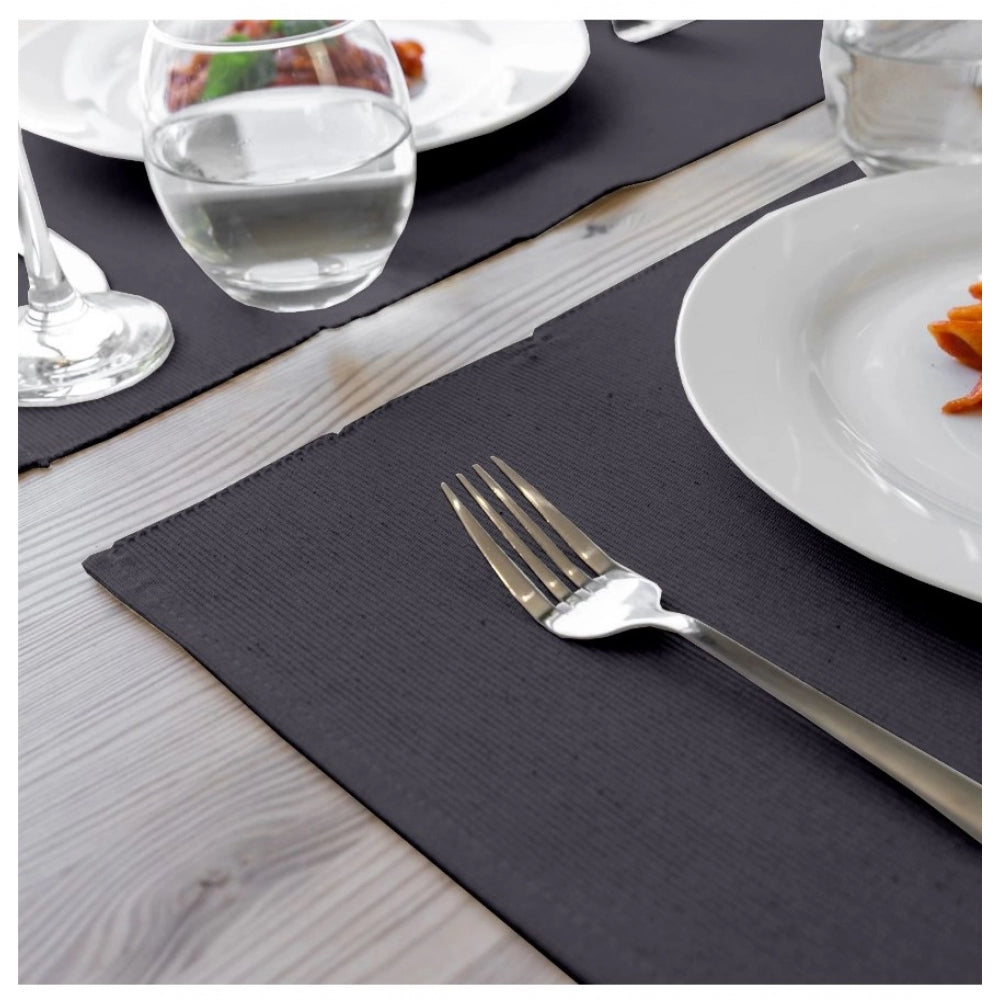 Roneclick Ribbed Cotton Place Mats Sets (Grey)