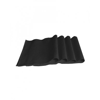 Roneclick Ribbed Cotton Place Mats Sets (Black)