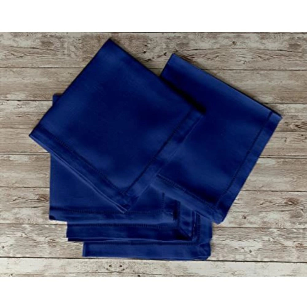 Roneclick Solid Cotton Napkins Sets (Blue)