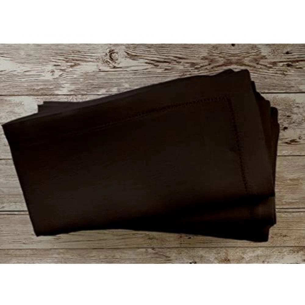 Roneclick Solid Cotton Napkins Sets (Brown)