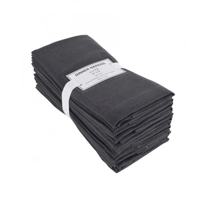 Roneclick Solid Cotton Napkins Sets (Steel Grey)