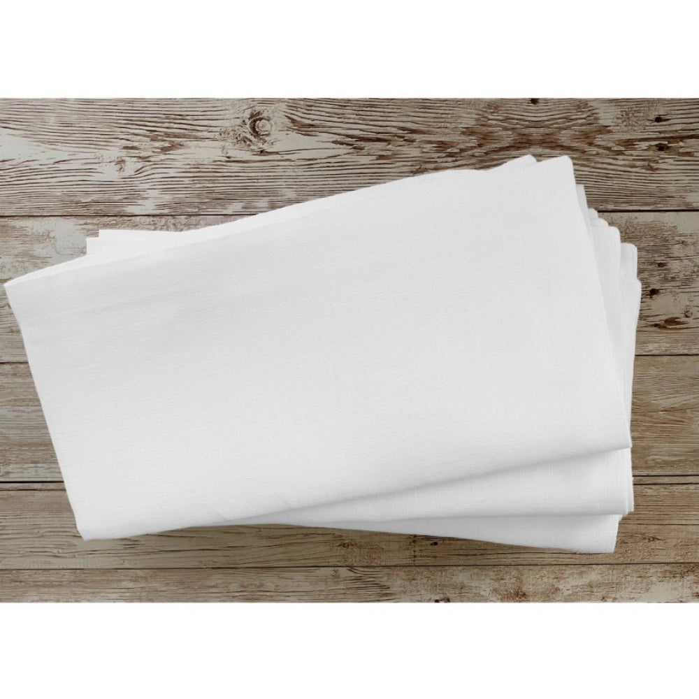 Roneclick Solid Cotton Napkins Sets (White)