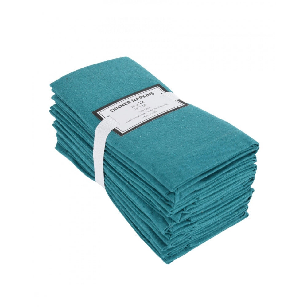 Roneclick Solid Cotton Napkins Sets (Turquoise Blue)