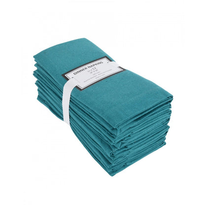 Roneclick Solid Cotton Napkins Sets (Turquoise Blue)