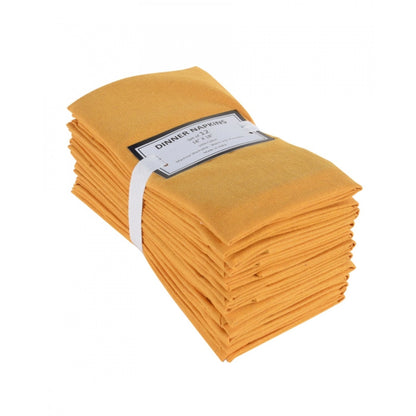 Roneclick Solid Cotton Napkins Sets (Dark Yellow)