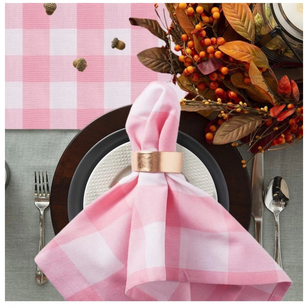 Generic Checkered Cotton Table Runners (Baby Pink)