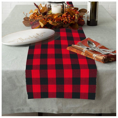 Generic Checkered Cotton Table Runners (Red &amp; Black)