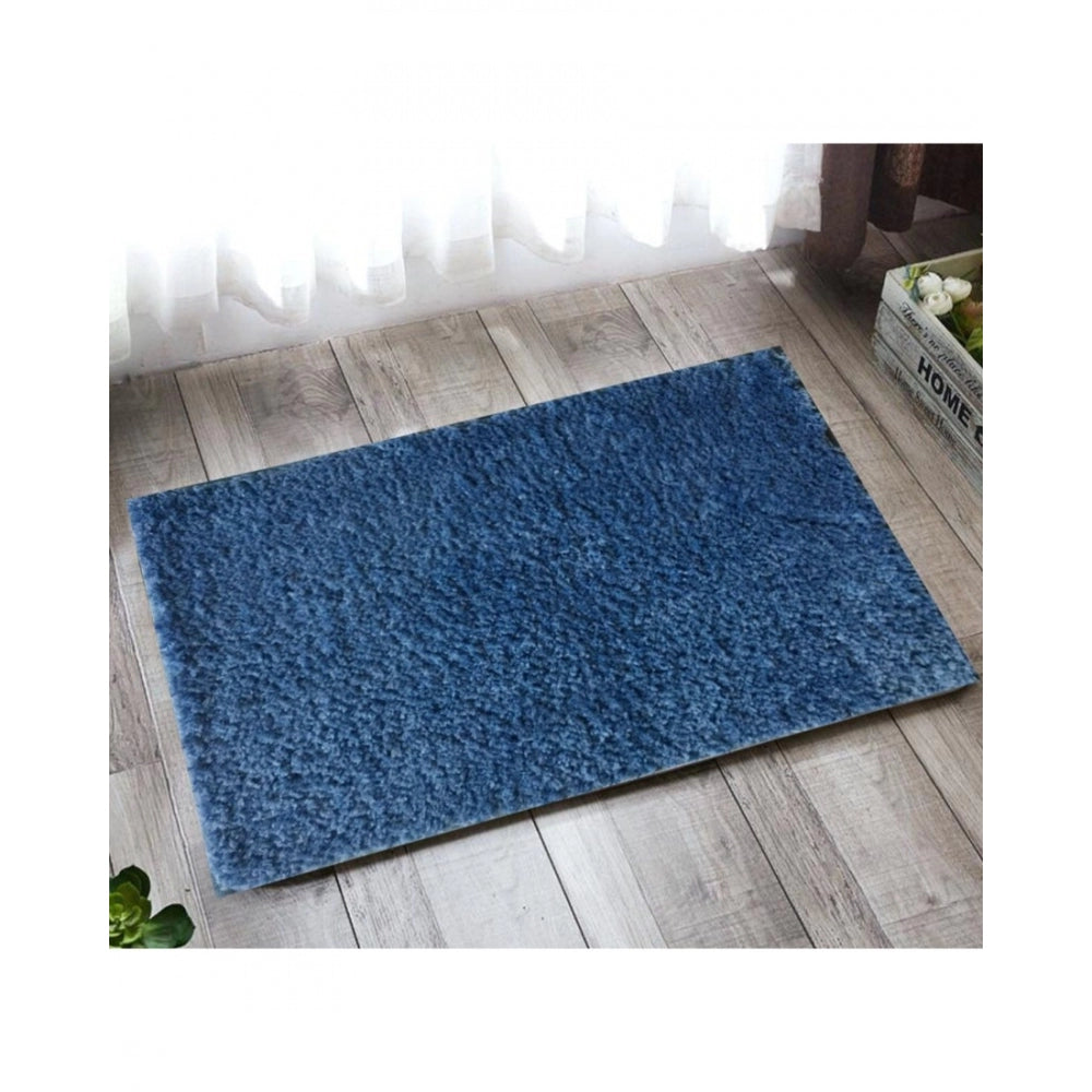 Roneclick Solid Polyester Bathmat (Blue)