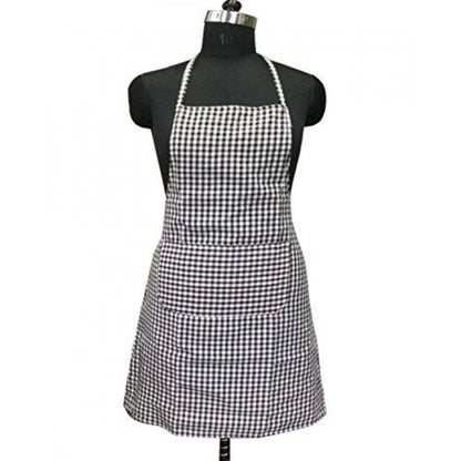 Roneclick Checked Cotton Aprons (Brown)