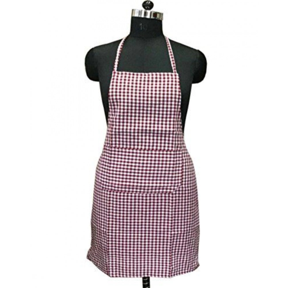 Generic Checkered Cotton Aprons (Maroon)