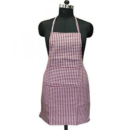 Roneclick Checked Cotton Aprons (Maroon)