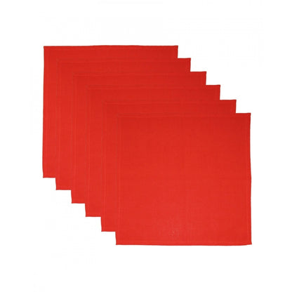 Roneclick Solid Cotton Place Mats and Napkin Sets (Red)