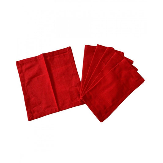 Roneclick Solid Cotton Napkins Sets (Red)