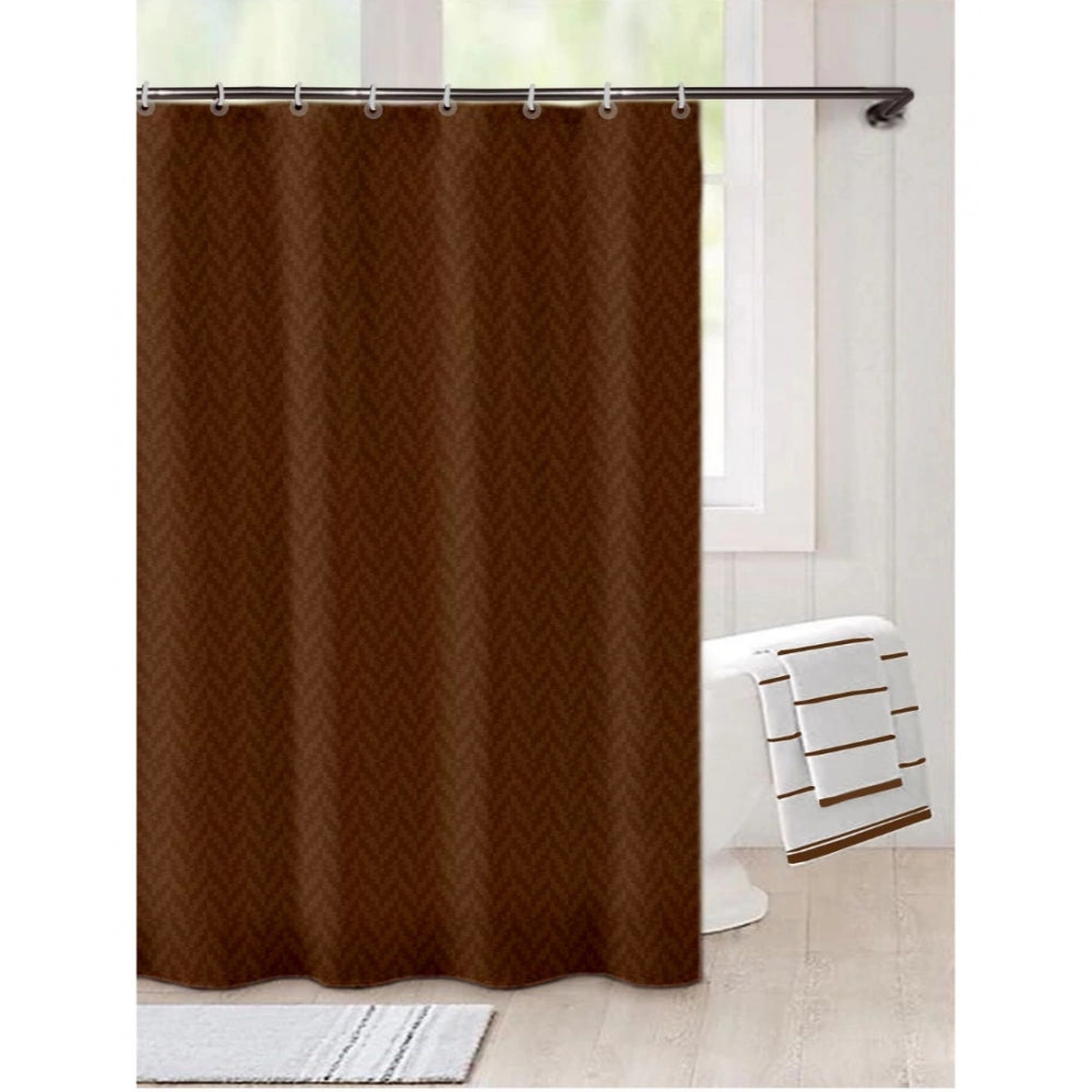 Roneclick Waves Polyester Plain Shower Curtains with Plastic Eyelets (Dark Brown)