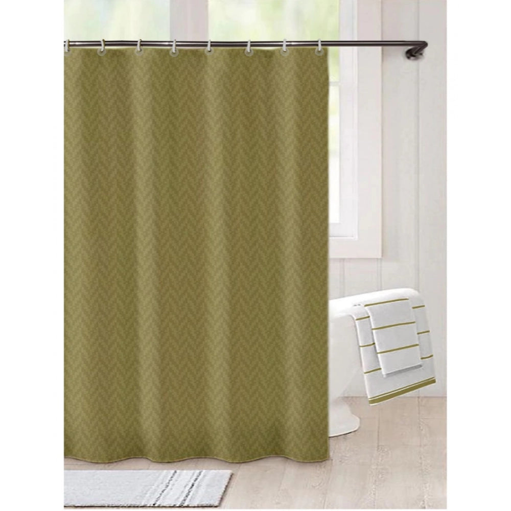 Roneclick Waves Polyester Plain Shower Curtains with Plastic Eyelets (Light Green)