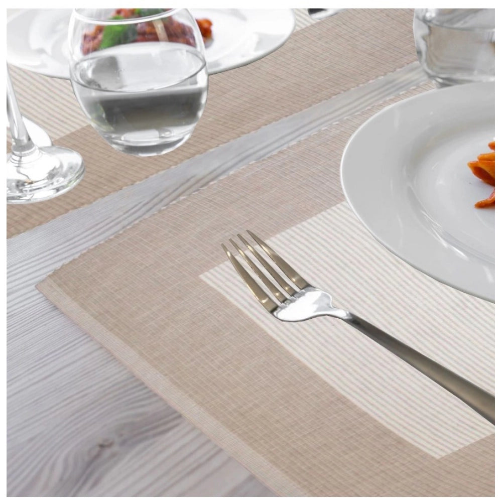 Roneclick Ribbed Cotton Place Mats Sets (Cream)