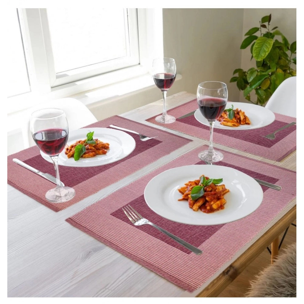 Roneclick Ribbed Cotton Place Mats Sets (Purple)