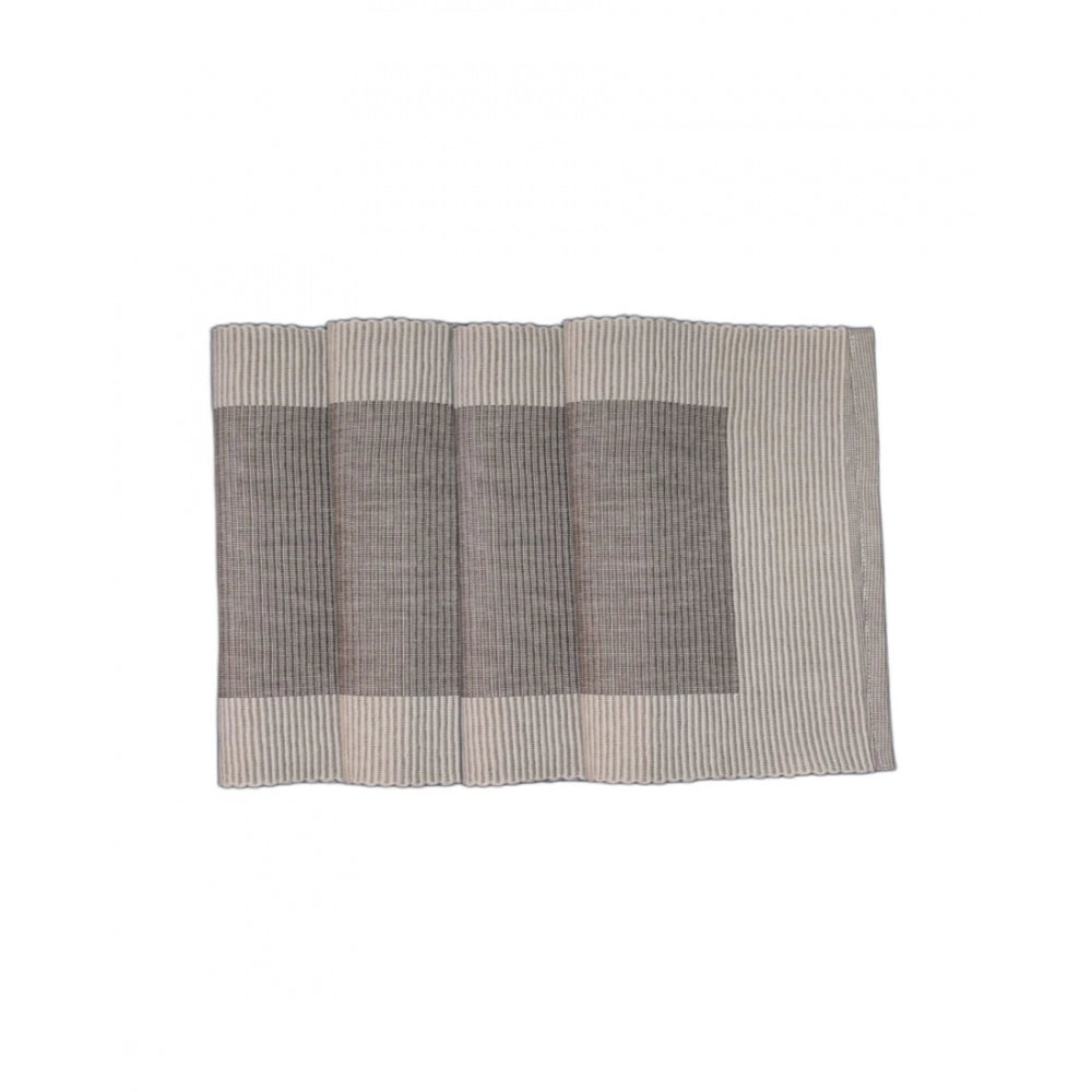 Roneclick Ribbed Cotton Place Mats Sets (Grey)