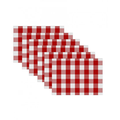 Generic Checkered Cotton Place Mats Sets (Red &amp; White)