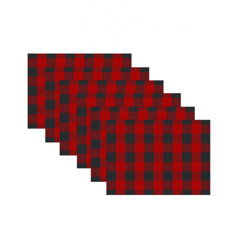 Generic Checkered Cotton Place Mats Sets (Red &amp; Black)