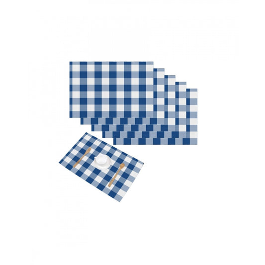 Generic Checkered Cotton Place Mats Sets (Royal Blue)