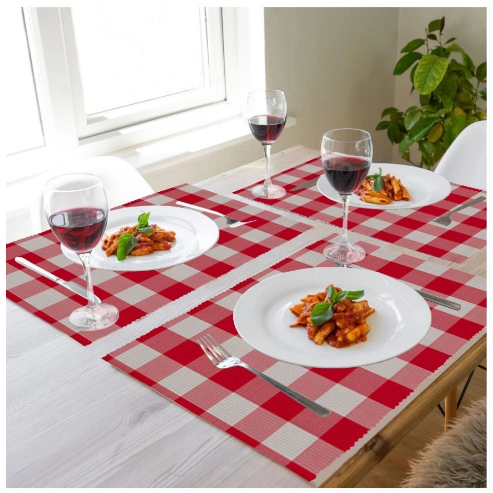 Generic Checkered Cotton Place Mats Sets (Red)