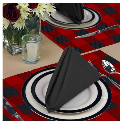 Roneclick Checked Cotton Place Mats Sets (Red &amp; Black)